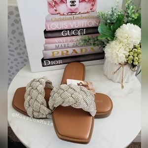 NWOB Sincerely Jules Rhinestone Bling Braided Sandals